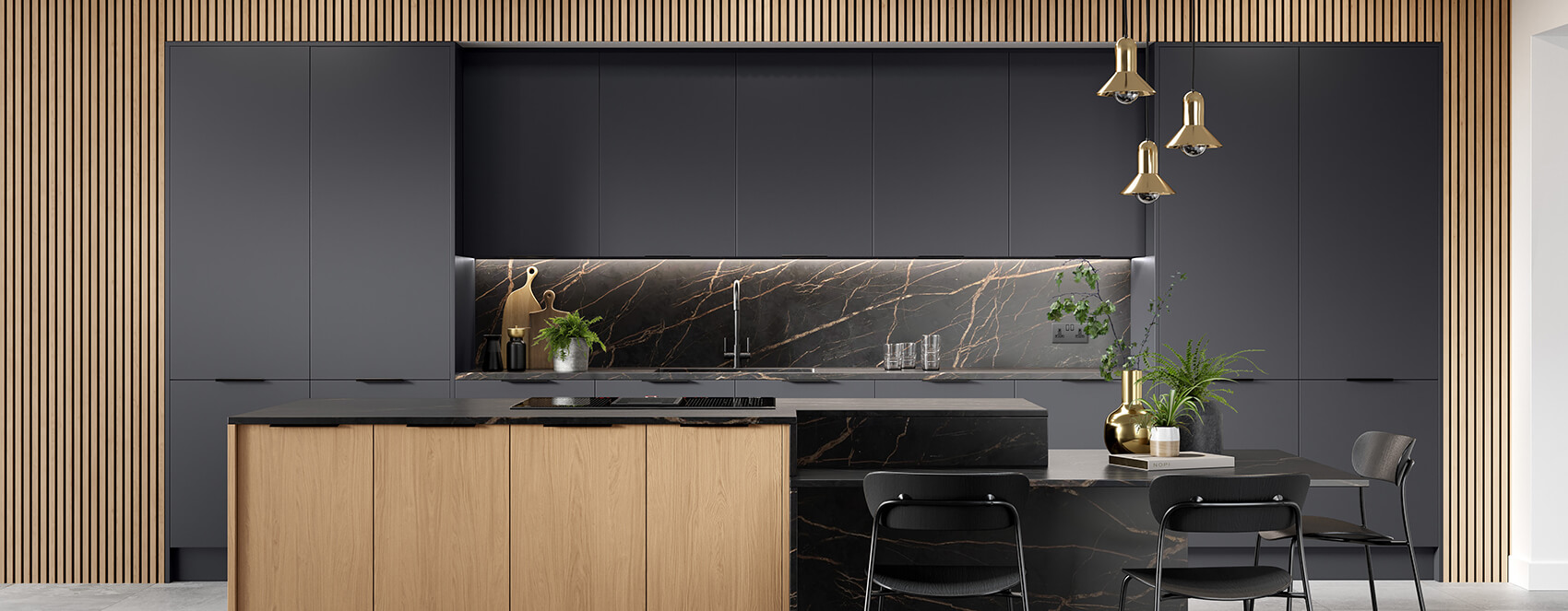 Dark Blue & New England Oak