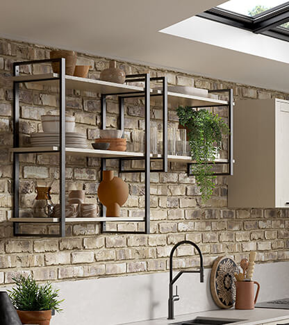 Accent with black shelves